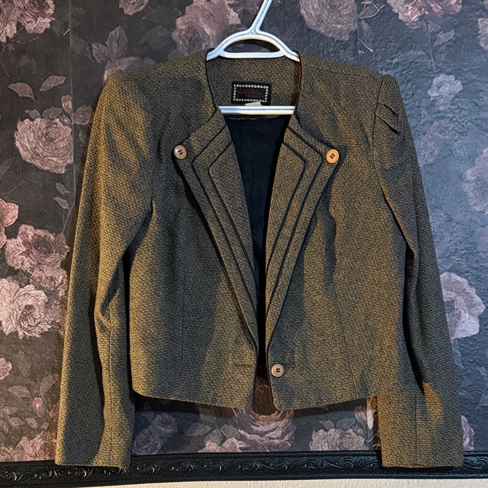 Valentina Olive Cropped Textured Blazer